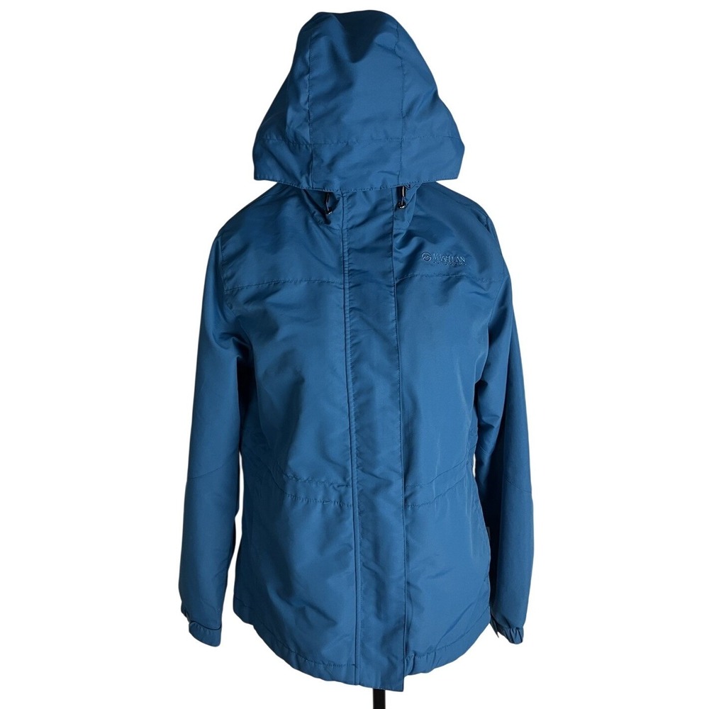 Magellan Outdoors  Warm Jacket Women's Blue‎ Zip Hooded Fleece Lined Size M
